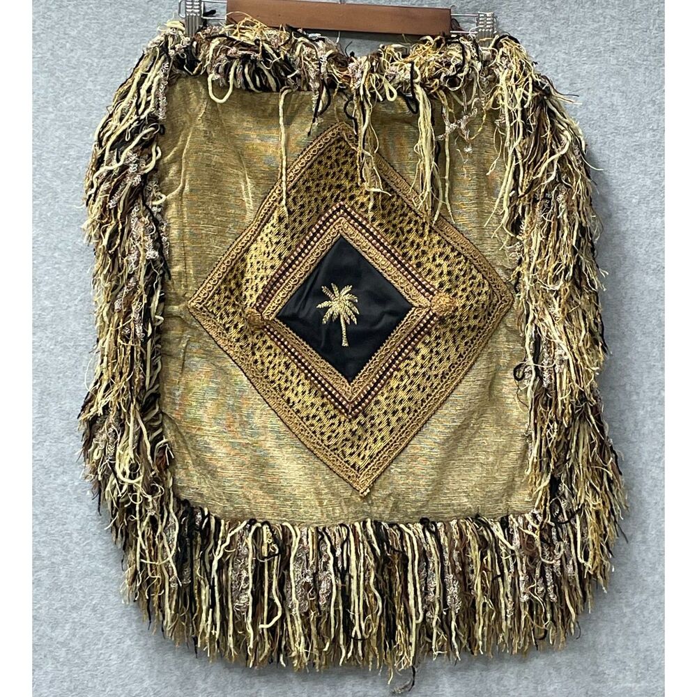 Boho Fringe Throw Pillow Cover Palm Tree  Safari Luxe Hollywood Regency Decor